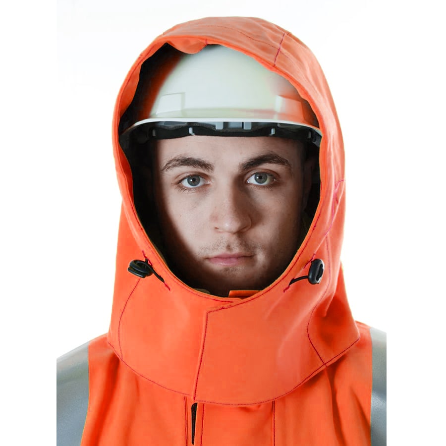 PRO ARC FR/ARC CAT 3 CSA Breathable High Visibility Rainwear Trench Coat Orange/Navy