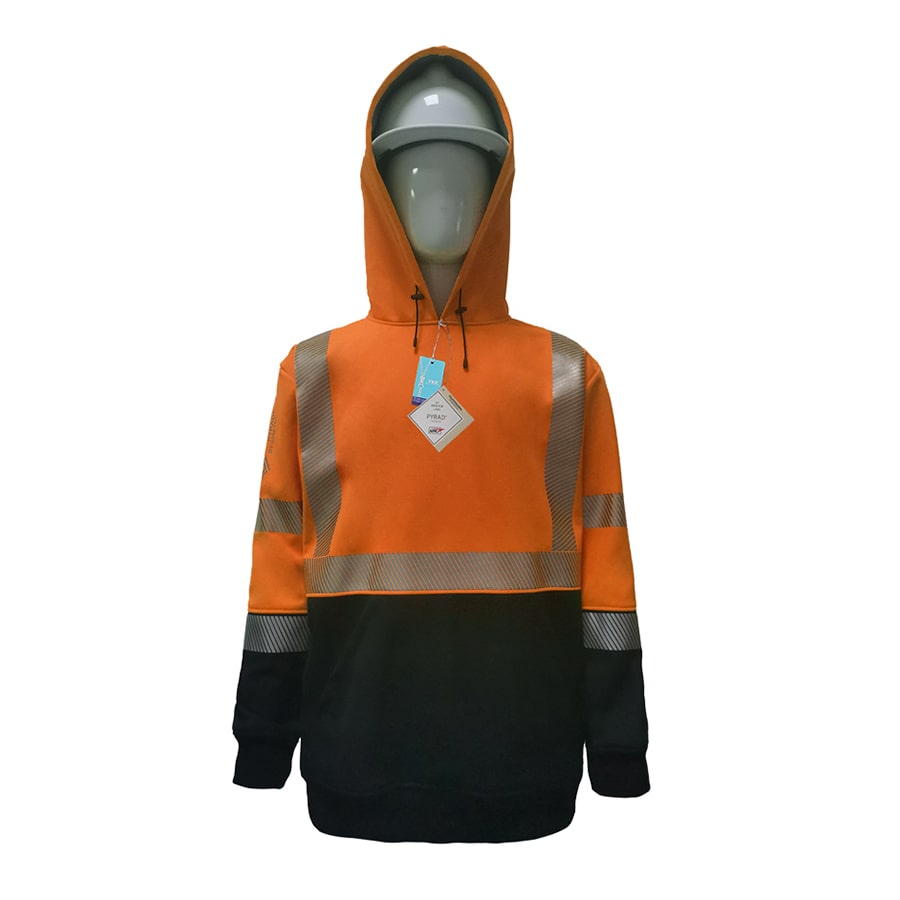Neilsen FR/ARC Rated CSA Hi-Vis Orange/Black Softshell Fleece Hoody made with PYRAD® WINDSTOPPER® Fabric by GORE-TEX LABS