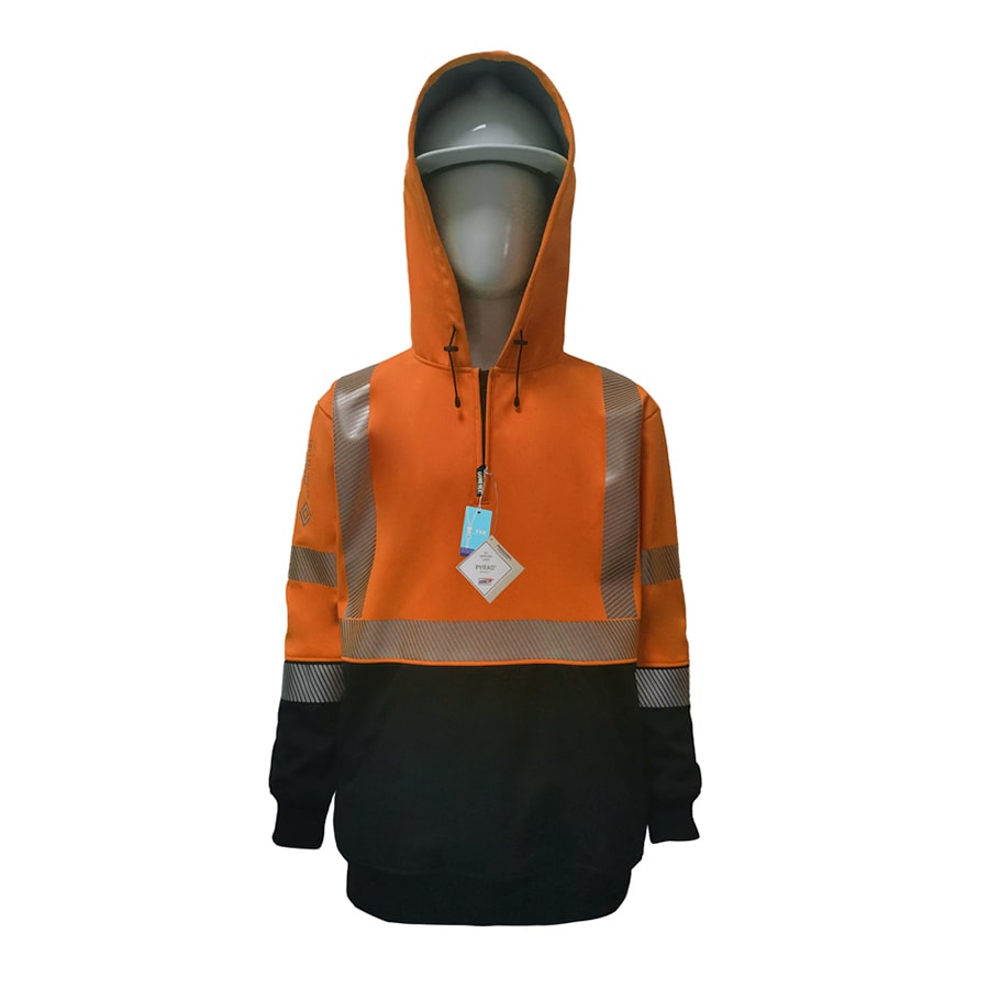 Neilsen FR/ARC Rated CSA Hi-Vis Orange/Black Softshell Fleece Hoody made with PYRAD® WINDSTOPPER® Fabric by GORE-TEX LABS