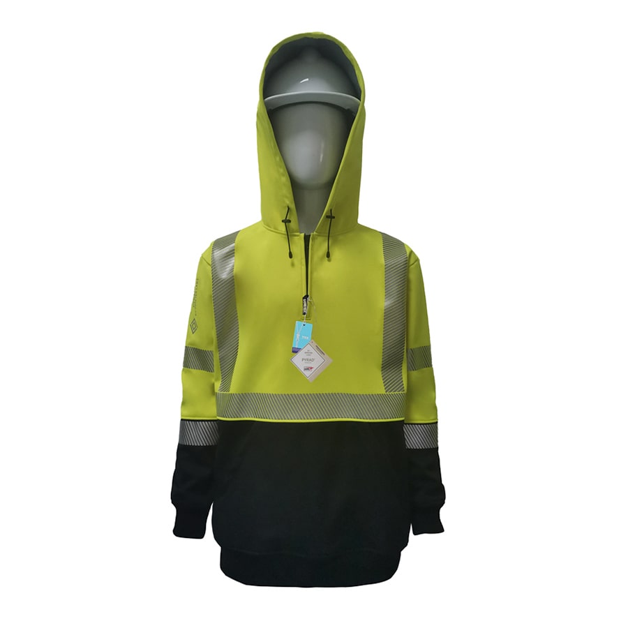 Neilsen FR/ARC Rated CSA Hi-Vis Yellow/Black Softshell Fleece Hoody made with PYRAD® WINDSTOPPER® Fabric by GORE-TEX LABS