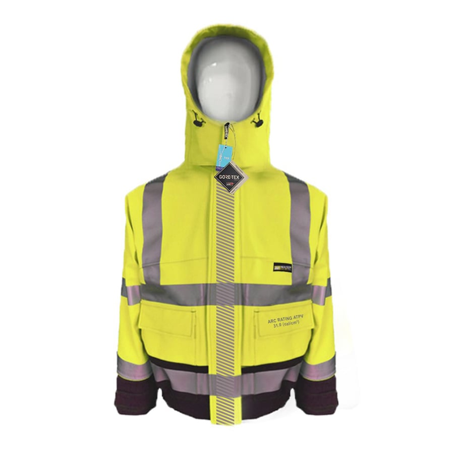 GORE-TEX PYRAD® EXTREME CAT 3 CSA FR/ARC Rated Breathable High Visibility Rainwear Bomber Jacket Yellow/Black