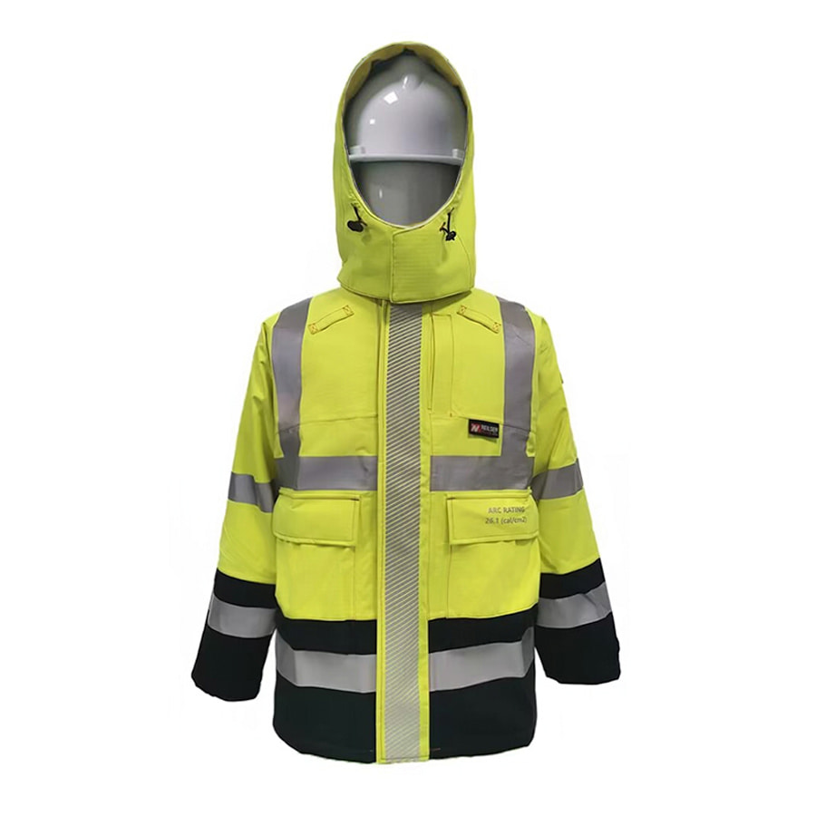 PRO ARC FR/ARC CAT 3 CSA Breathable High Visibility Rainwear Coat Yellow/Navy