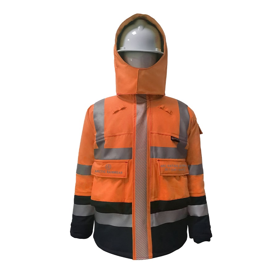 PRO ARC FR/ARC CAT 3 CSA -60 Arctic Thermal Protection High Visibility Rainwear/Outerwear Coat Orange/Navy