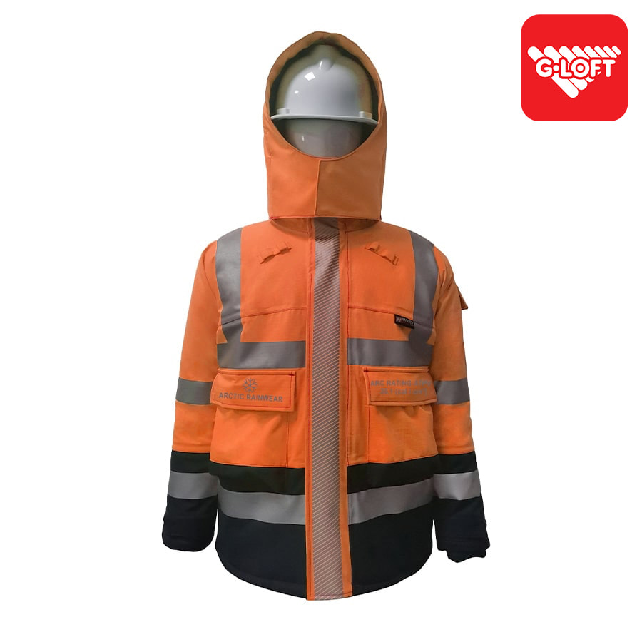 PRO ARC FR/ARC CAT 3 CSA -60 Arctic Thermal Protection High Visibility Rainwear/Outerwear Coat Orange/Navy