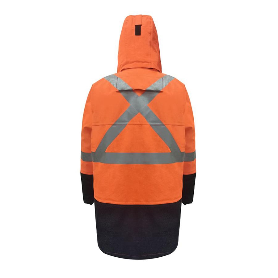 PRO ARC FR/ARC CAT 3 CSA Breathable High Visibility Rainwear Coat Orange/Navy