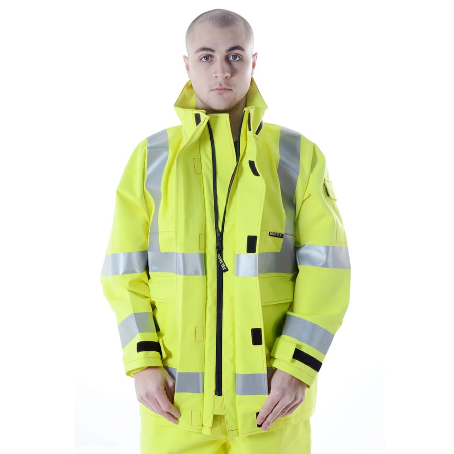 PRO ARC FR/ARC CAT 3 CSA Breathable High Visibility Rainwear Coat Yellow/Navy