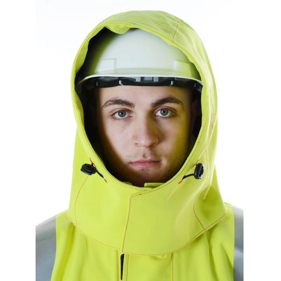 PRO ARC FR/ARC CAT 3 CSA Breathable High Visibility Rainwear Trench Coat Yellow/Navy