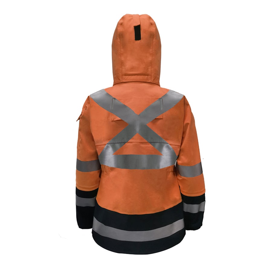 PRO ARC FR/ARC CAT 3 CSA Breathable High Visibility Rainwear Ladies Coat Yellow/Navy