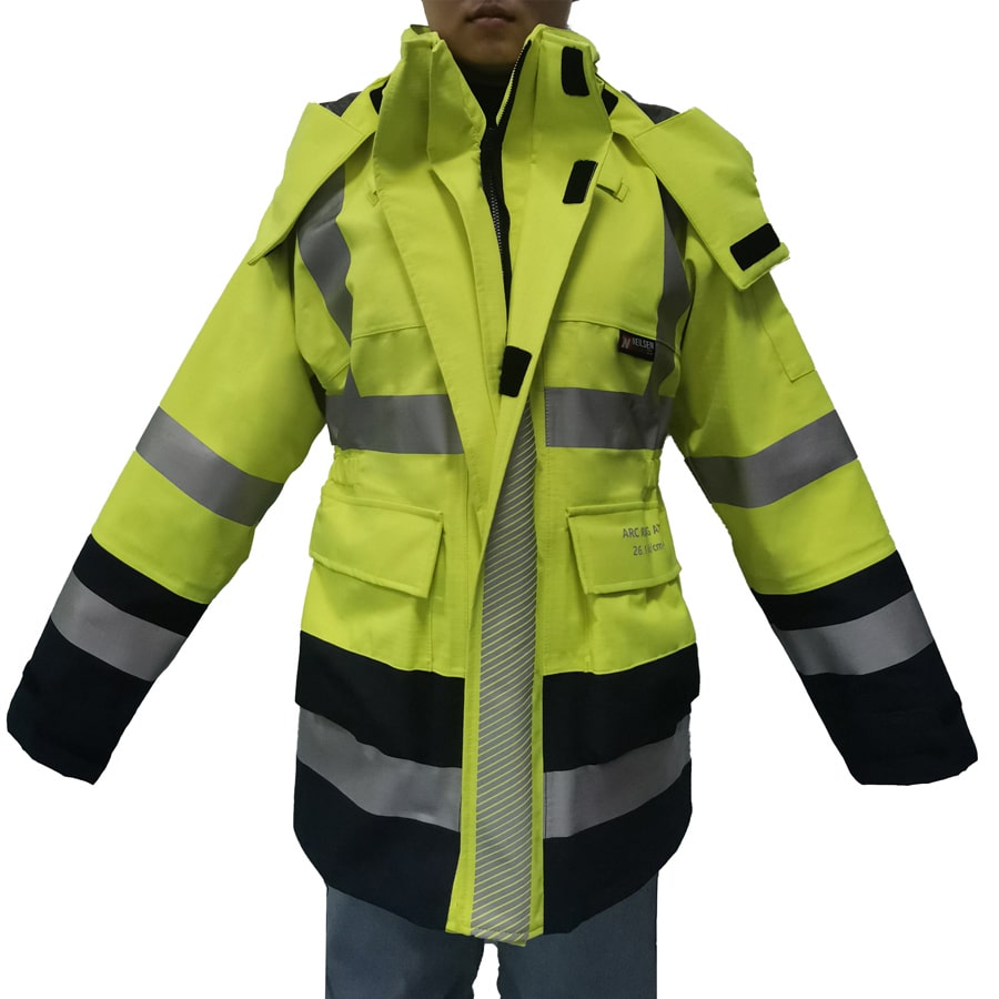 PRO ARC FR/ARC CAT 3 CSA Breathable High Visibility Rainwear Ladies Coat Orange/Navy