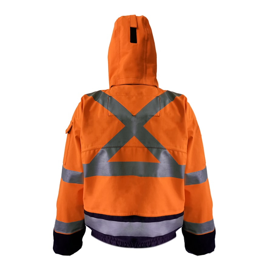 PRO ARC FR/ARC CAT 3 CSA Breathable High Visibility Rainwear Bomber Jacket Orange/Navy