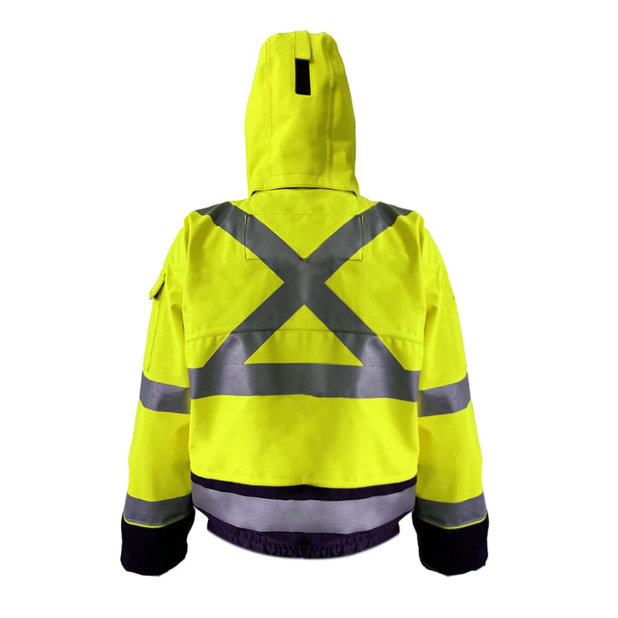 PRO ARC FR/ARC CAT 3 CSA Breathable High Visibility Rainwear Bomber Jacket Yellow/Navy