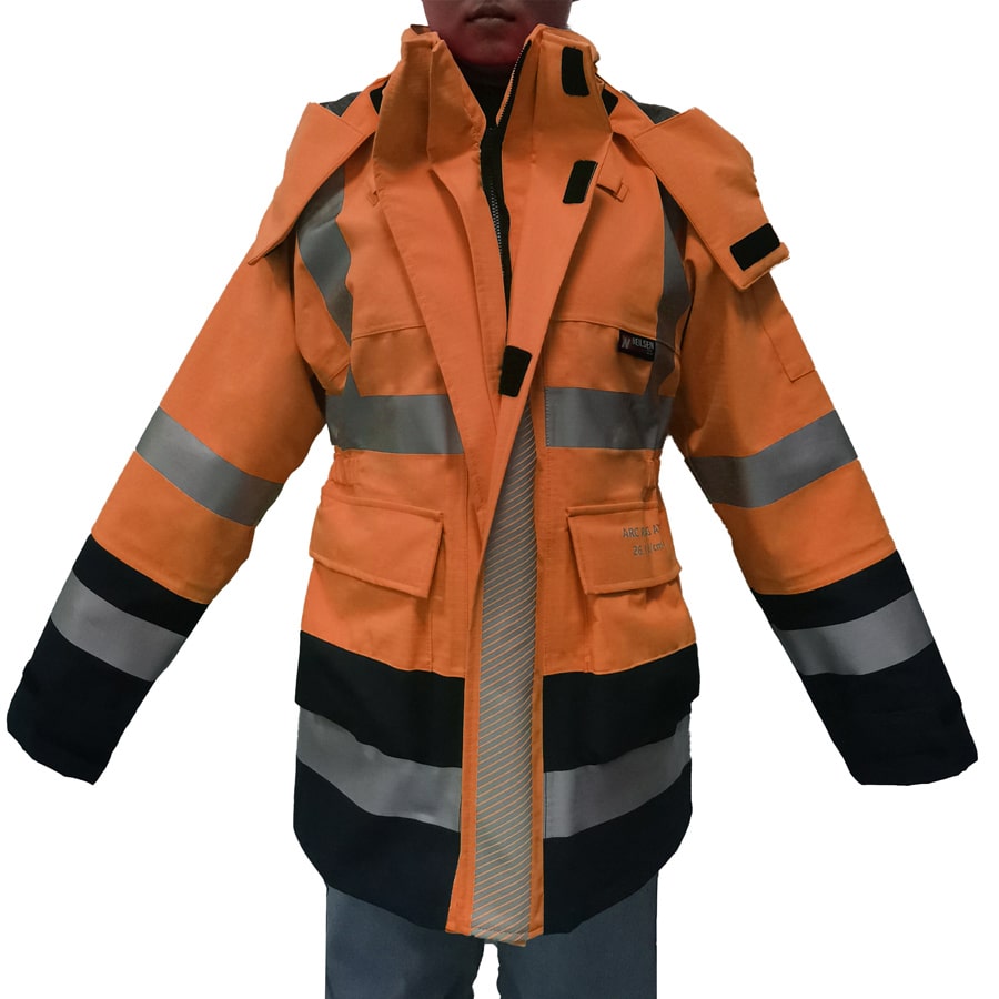 PRO ARC FR/ARC CAT 3 CSA Breathable High Visibility Rainwear Ladies Coat Yellow/Navy
