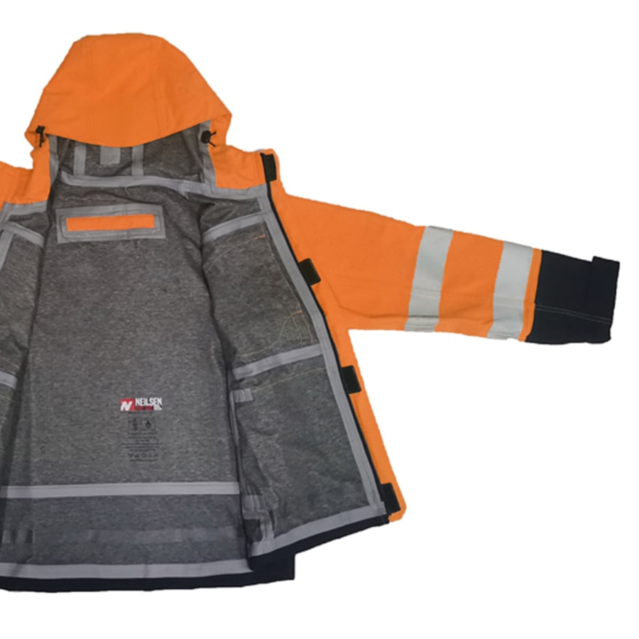 PRO ARC FR/ARC CAT 3 CSA Shuttle Jacket Breathable High Visibility Rainwear Orange/Navy