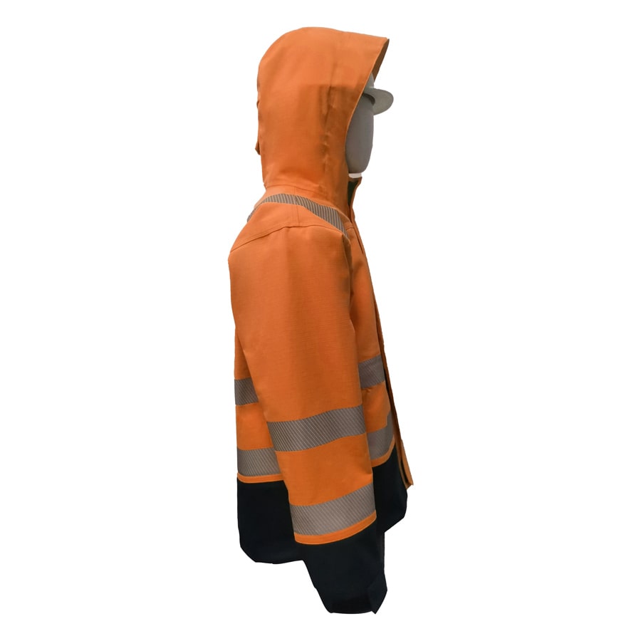 PRO ARC FR/ARC CAT 3 CSA Shuttle Jacket Breathable High Visibility Rainwear Orange/Navy