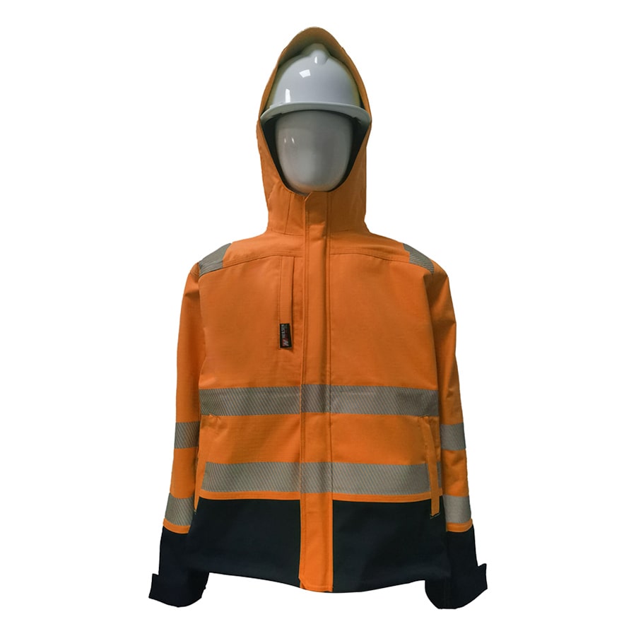 PRO ARC FR/ARC CAT 3 CSA Shuttle Jacket Breathable High Visibility Rainwear Orange/Navy